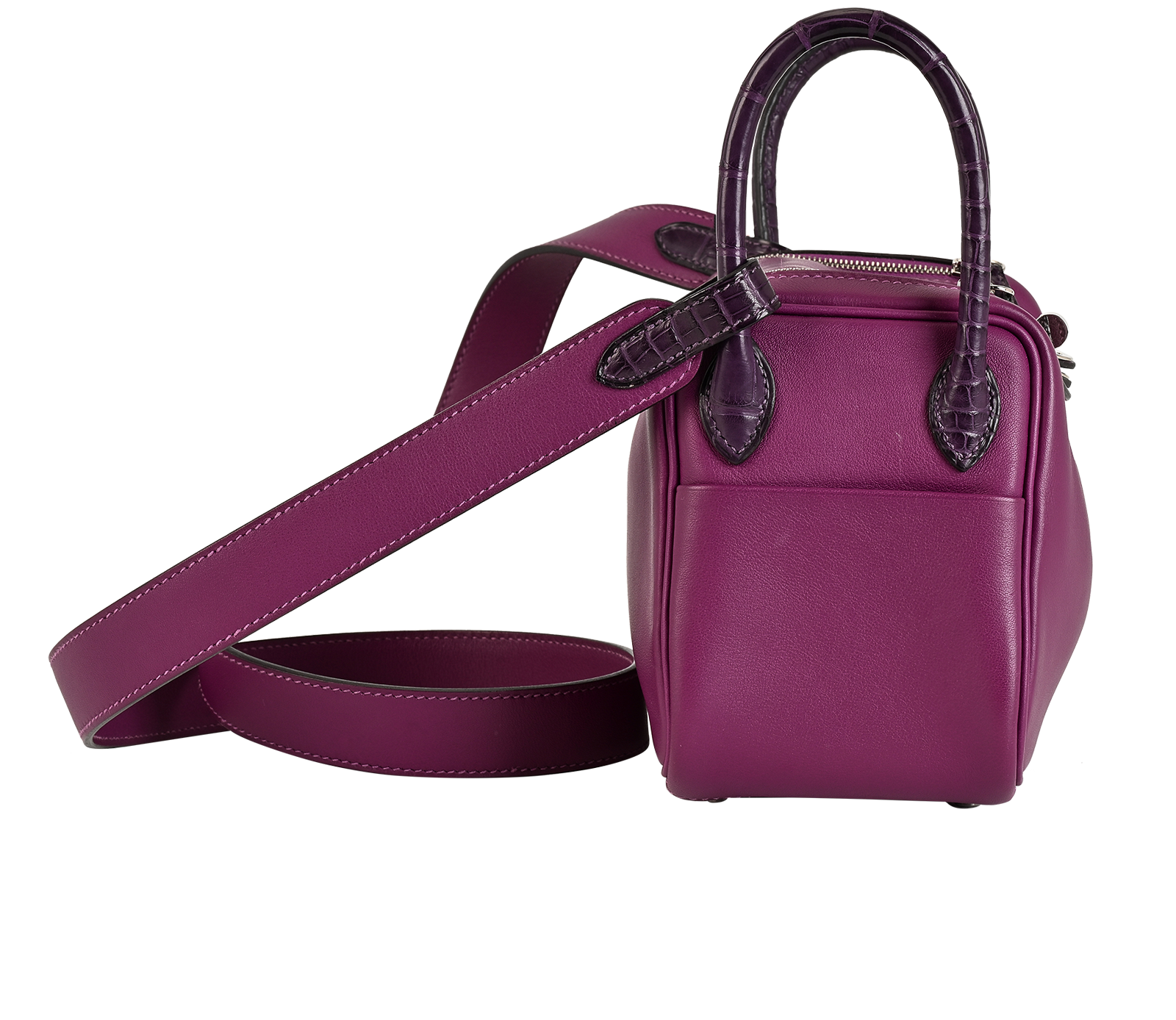 Mini Touch Lindy 20 In Swift/Alligator Anemone, &pound;8,500, Handbags, Purple, Leather, Side view